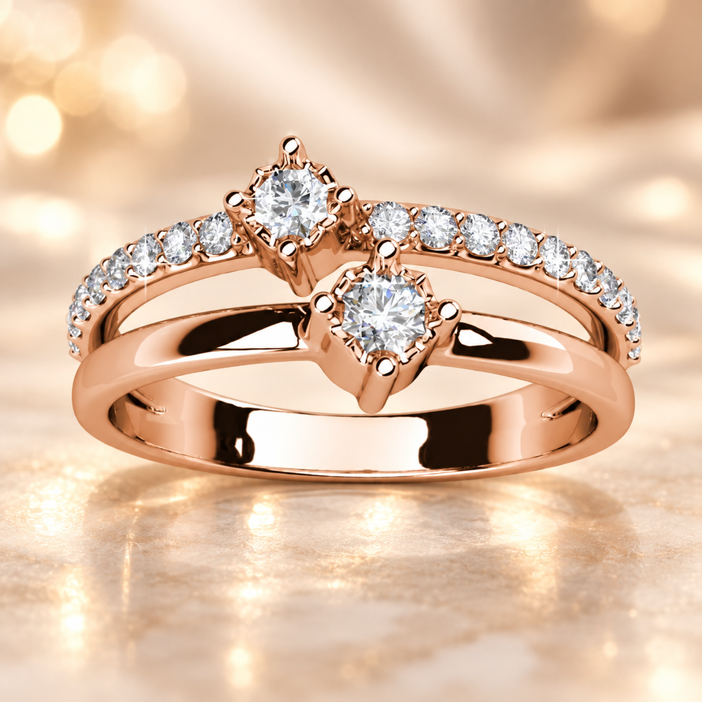 Anel ZENORY Éclat Royale Signature — Rose Gold com Cristais Swarovski