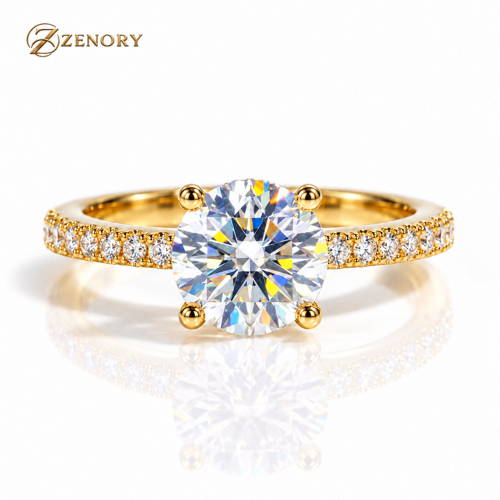 Anel ZENORY Lumière Éternelle Signature — Moissanite 1–2ct em Prata 925