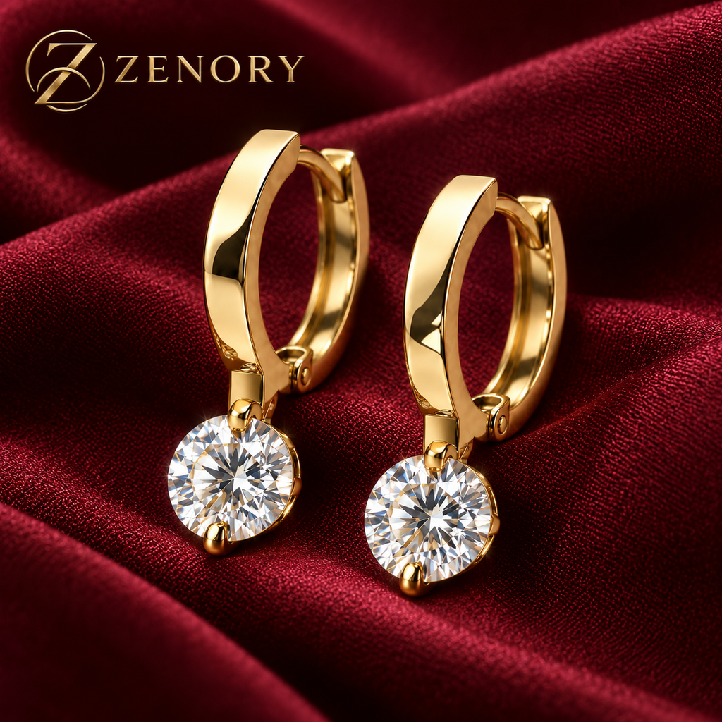 Brinco Zenory Lumière – Brilho Cristalino em Dourado