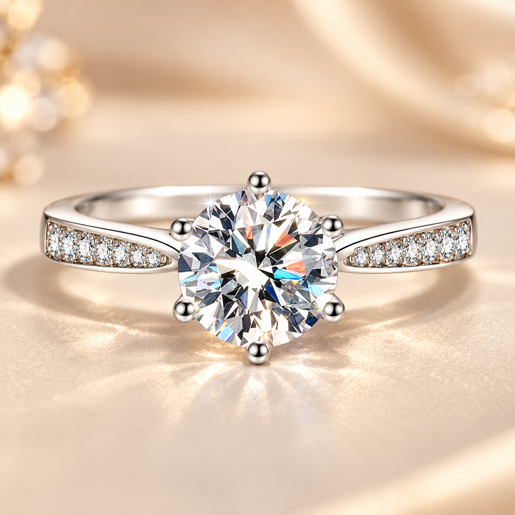Anel Lumière Royale em Prata 925 com Moissanite 1ct