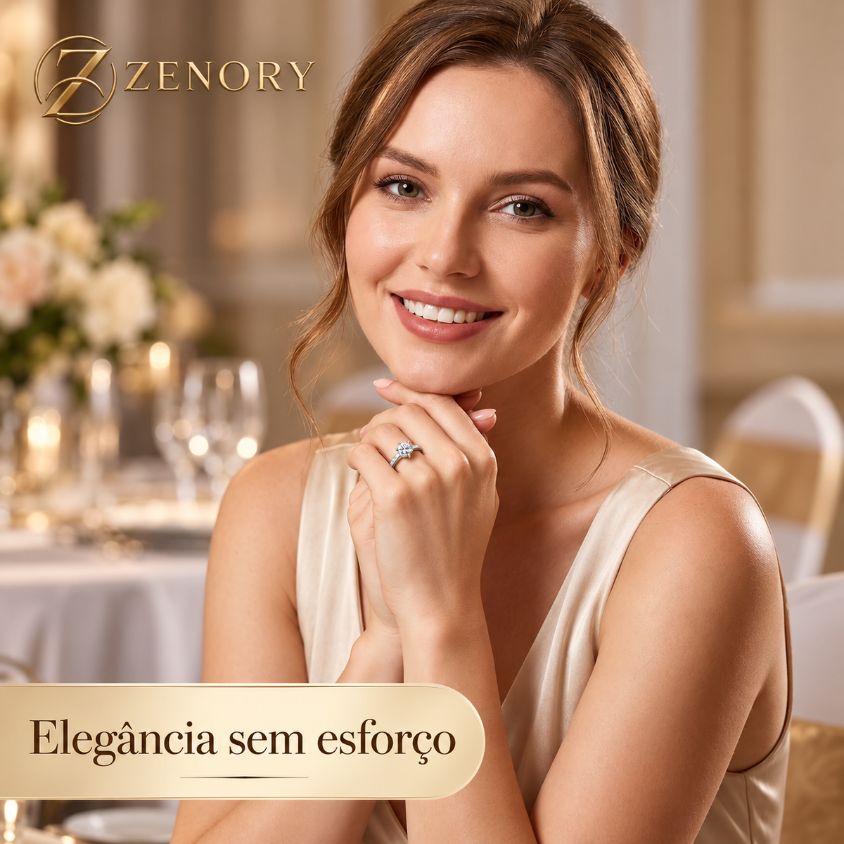 Anel Lumière Royale em Prata 925 com Moissanite 1ct