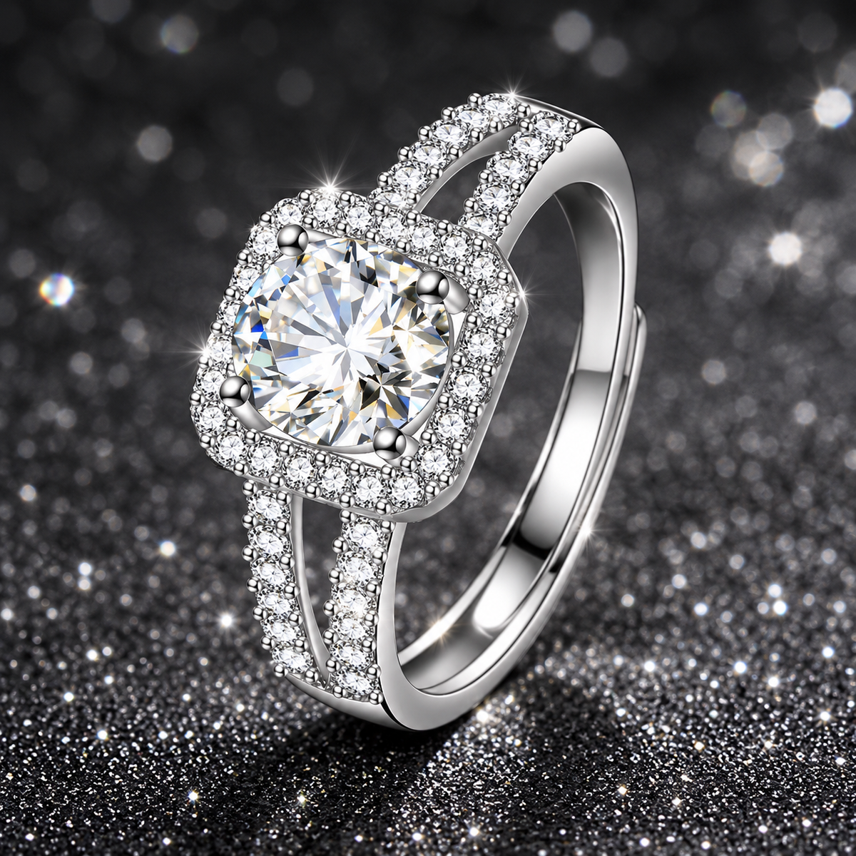 Anel Halo Royale em Prata 925 com Zircônias