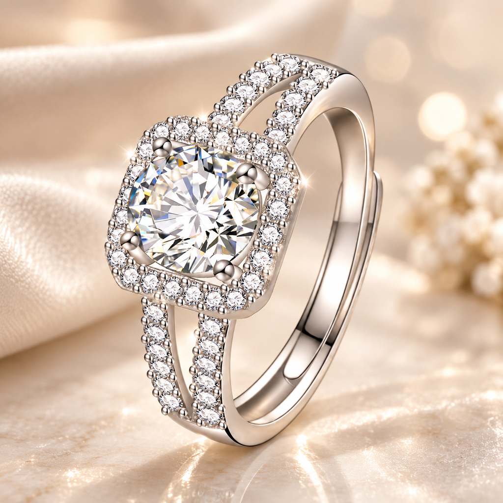 Anel Halo Royale em Prata 925 com Zircônias