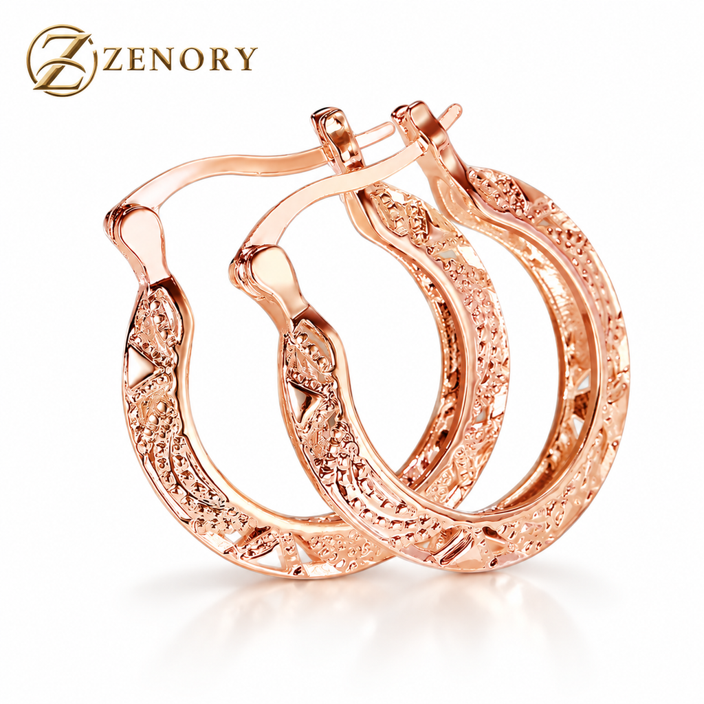 Brinco Argola Zenory Éclat – Design Trançado Elegante | Dourado e Rosé Gold