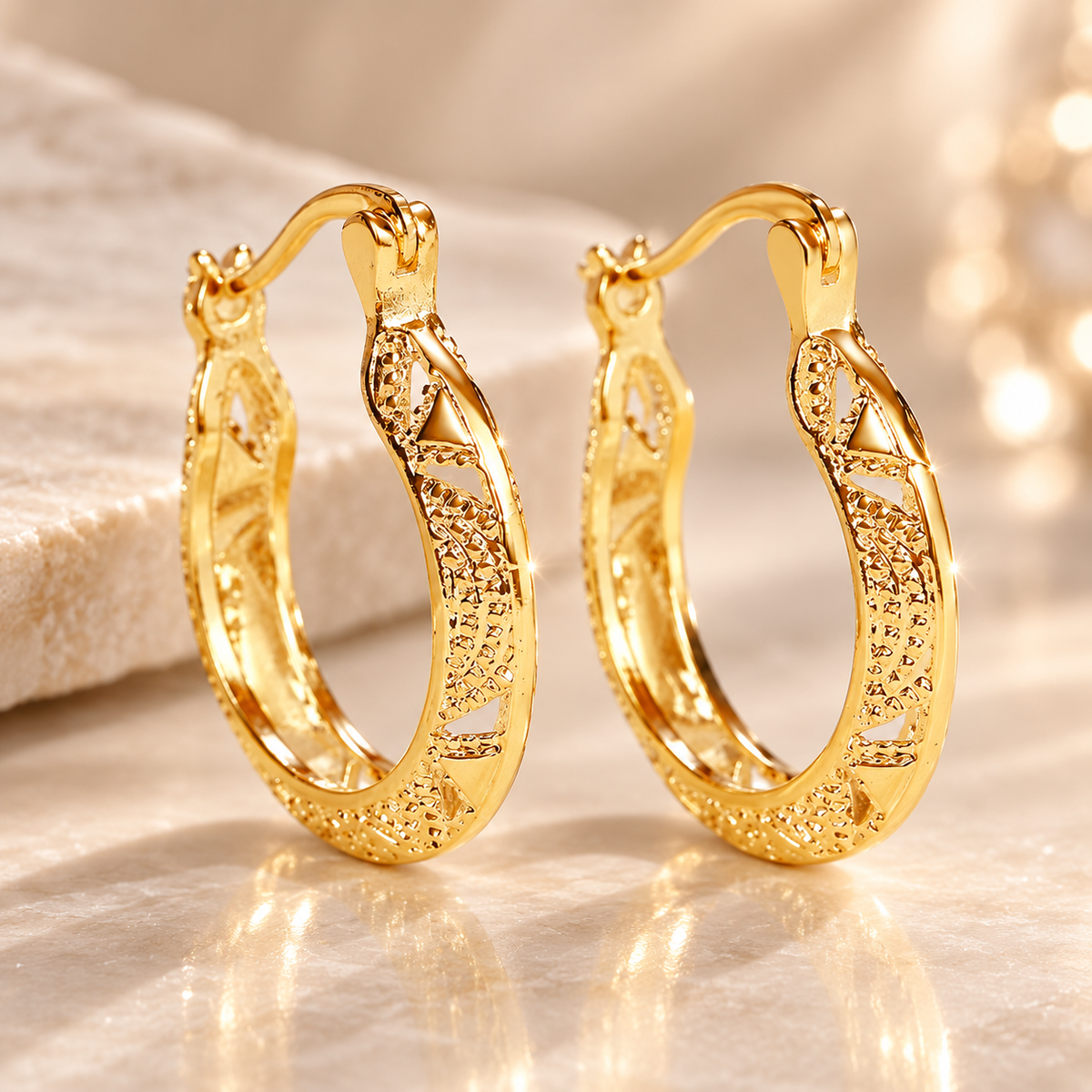 Brinco Argola Zenory Éclat – Design Trançado Elegante | Dourado e Rosé Gold