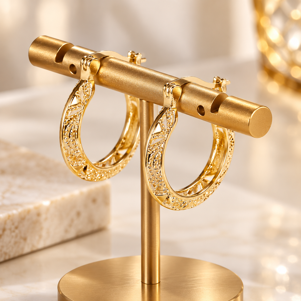 Brinco Argola Zenory Éclat – Design Trançado Elegante | Dourado e Rosé Gold
