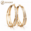 Brinco Argola Zenory Majestic – Design Duplo Texturizado Dourado