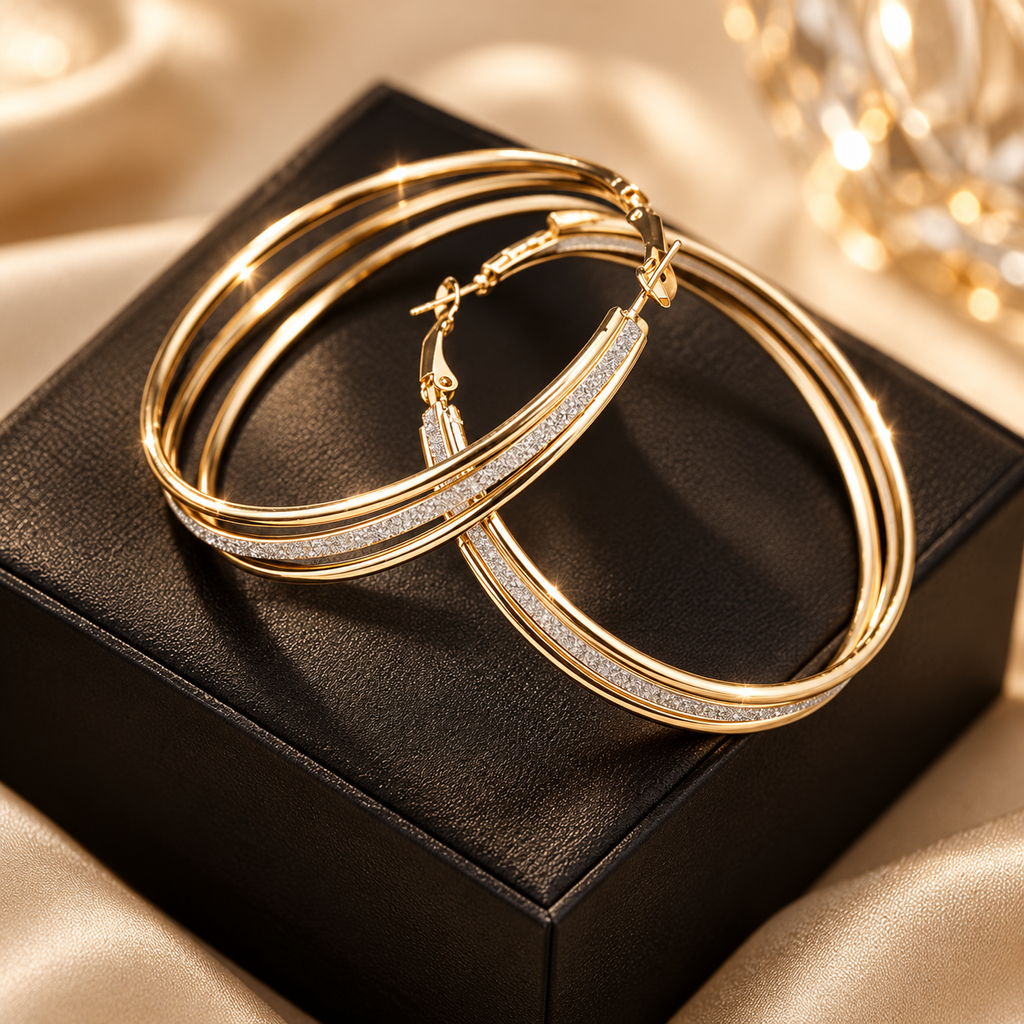 Brinco Argola Zenory Majestic – Design Duplo Texturizado Dourado