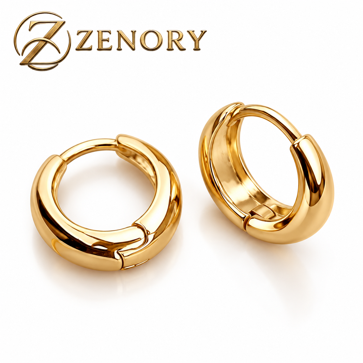 Brinco Argola Zenory Élégance – Design Abaulado Dourado