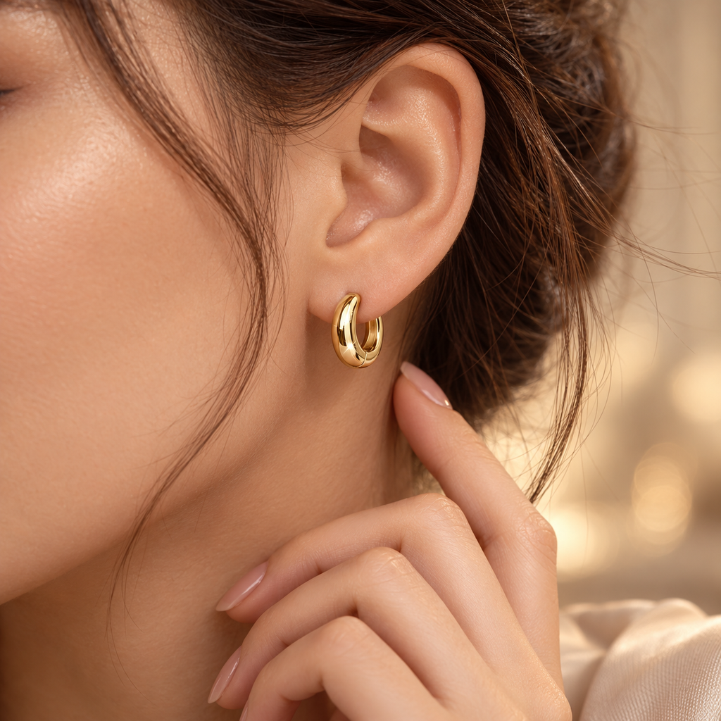 Brinco Argola Zenory Élégance – Design Abaulado Dourado
