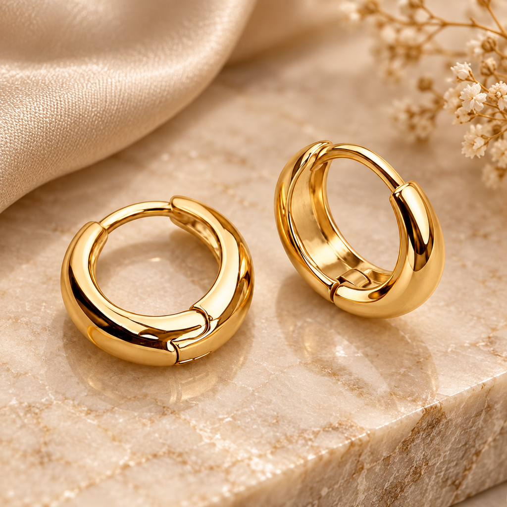 Brinco Argola Zenory Élégance – Design Abaulado Dourado