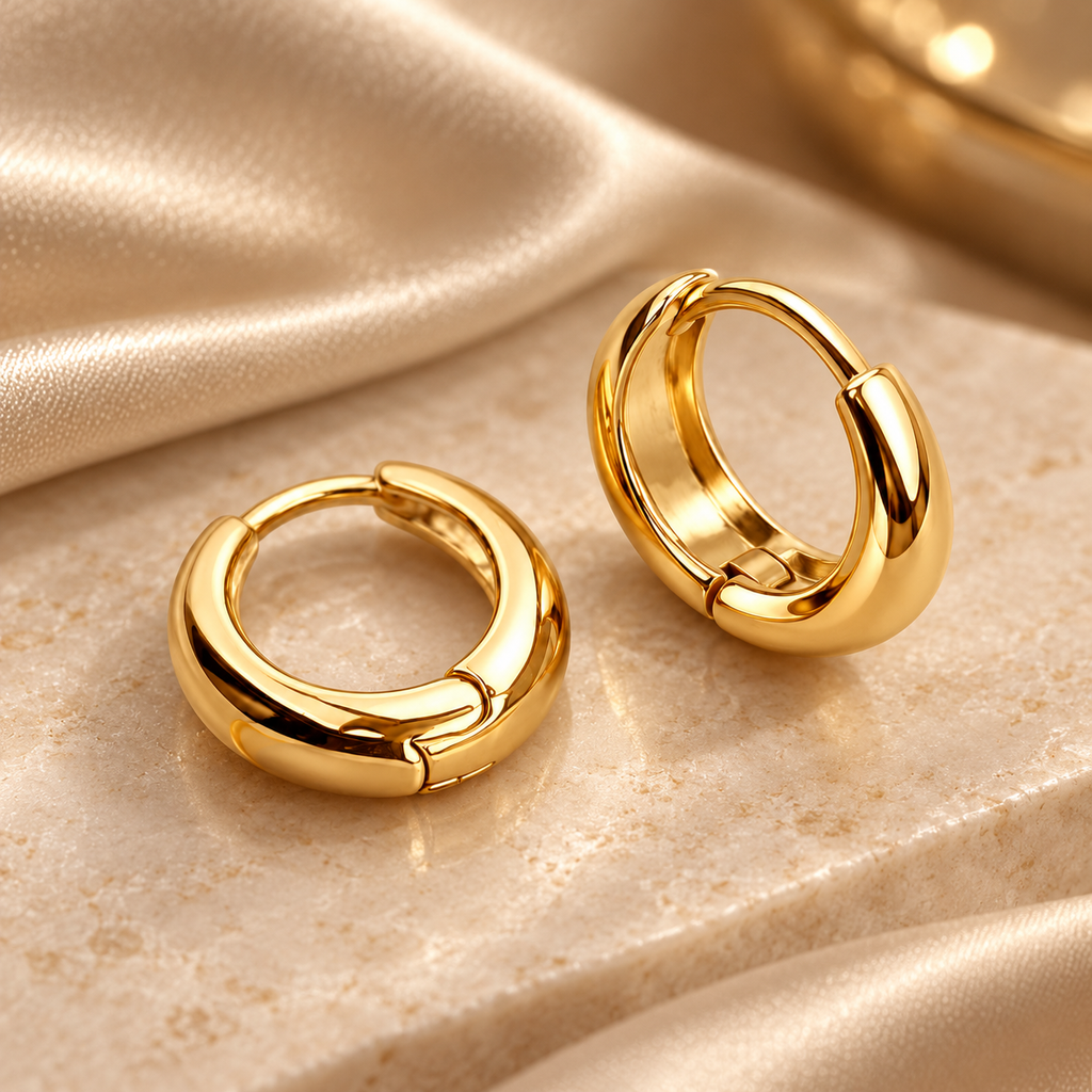 Brinco Argola Zenory Élégance – Design Abaulado Dourado