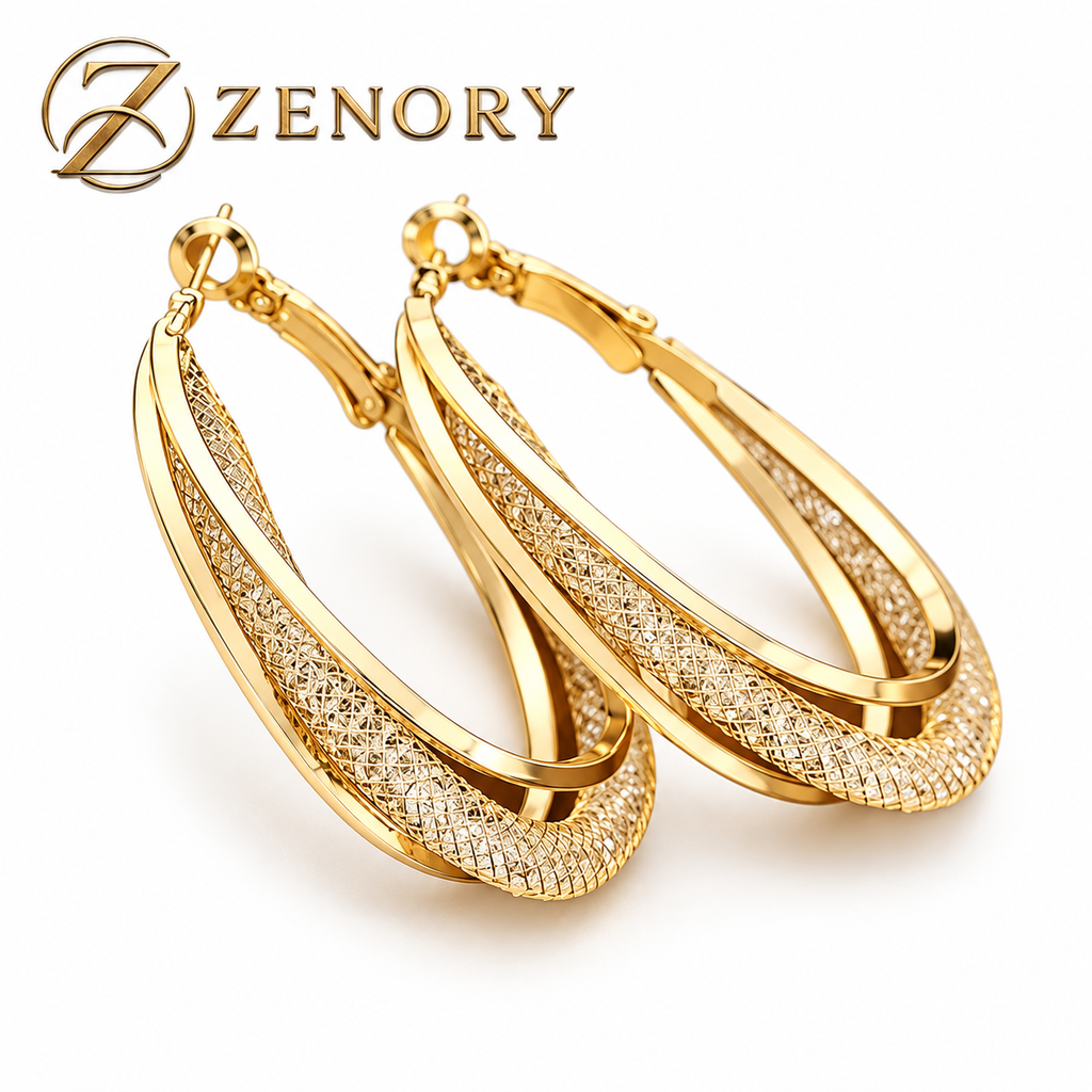 Brinco Argola Lumière Dourado com Zircônias – Elegância Atemporal