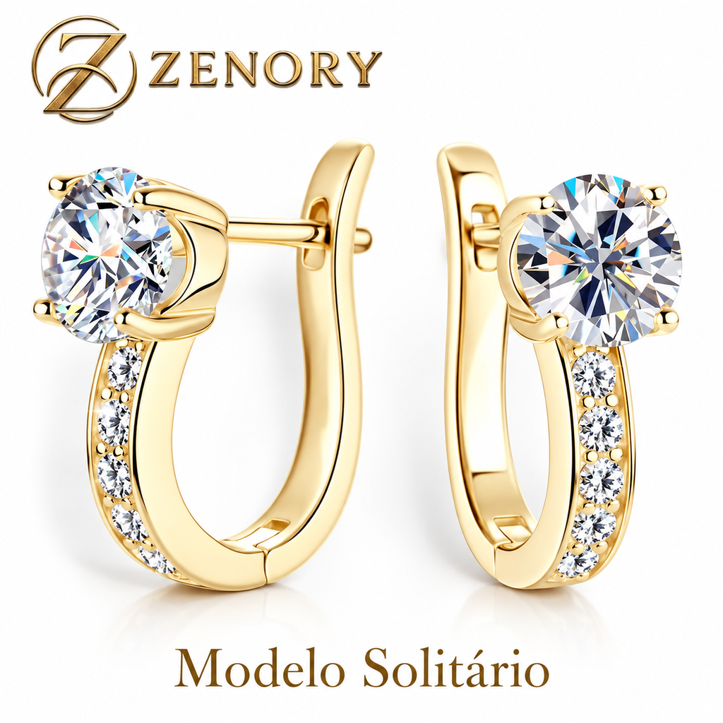 Brinco Zenory Éclat Moissanite – Prata 925 com Pedra Central Brilhante e Design Luxuoso
