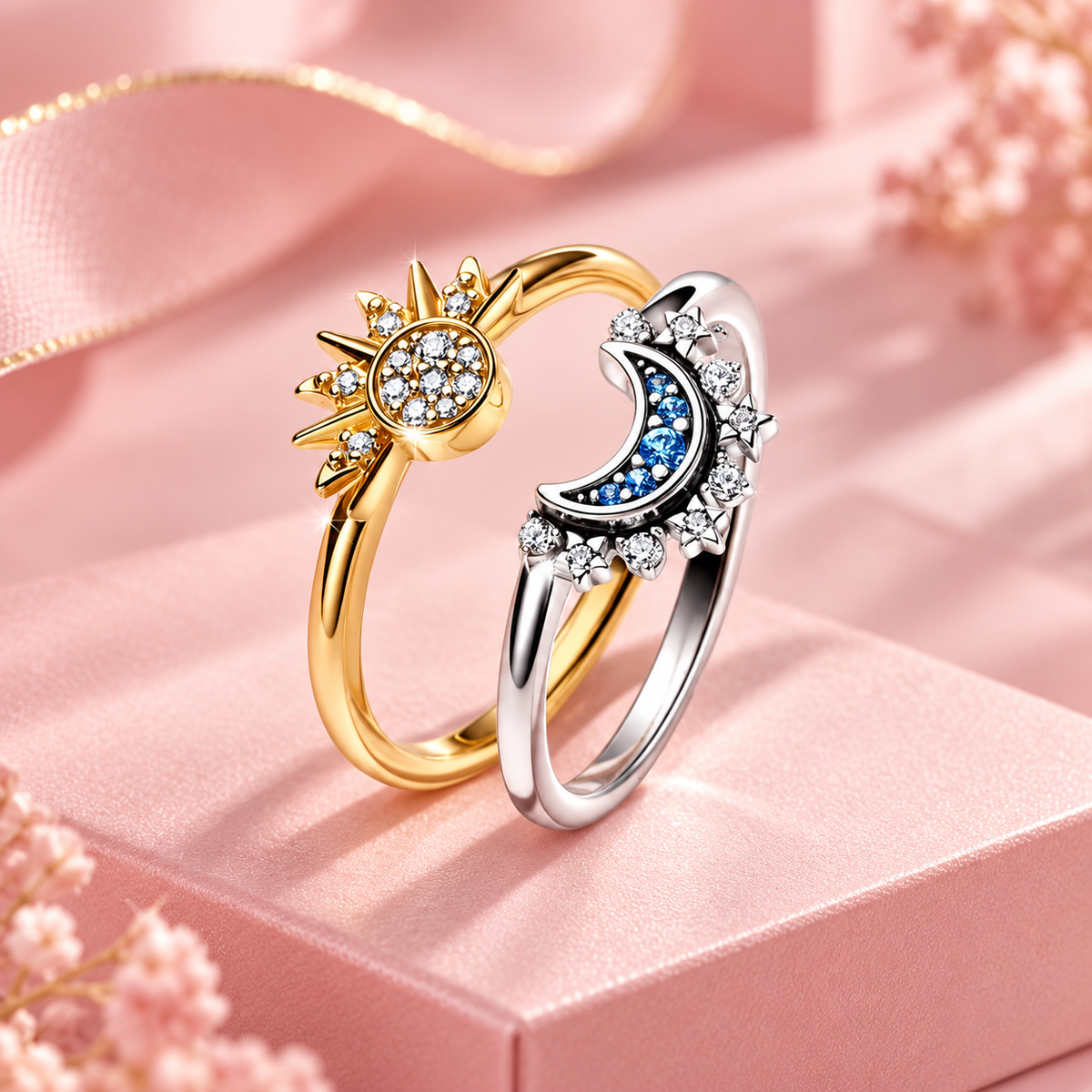 Conjunto Sol & Lua Éternité em Prata 925 com Zircônias