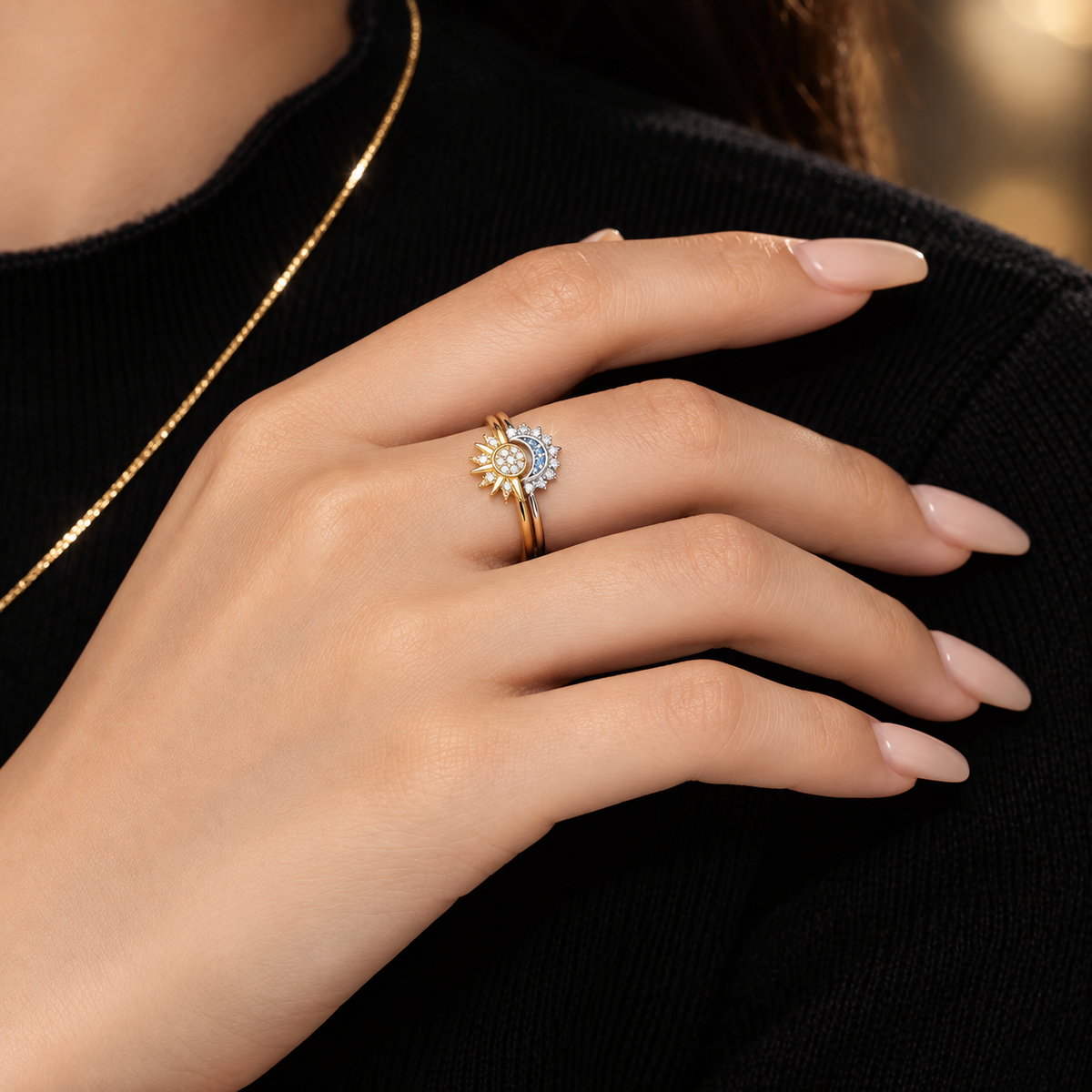 Conjunto Sol & Lua Éternité em Prata 925 com Zircônias