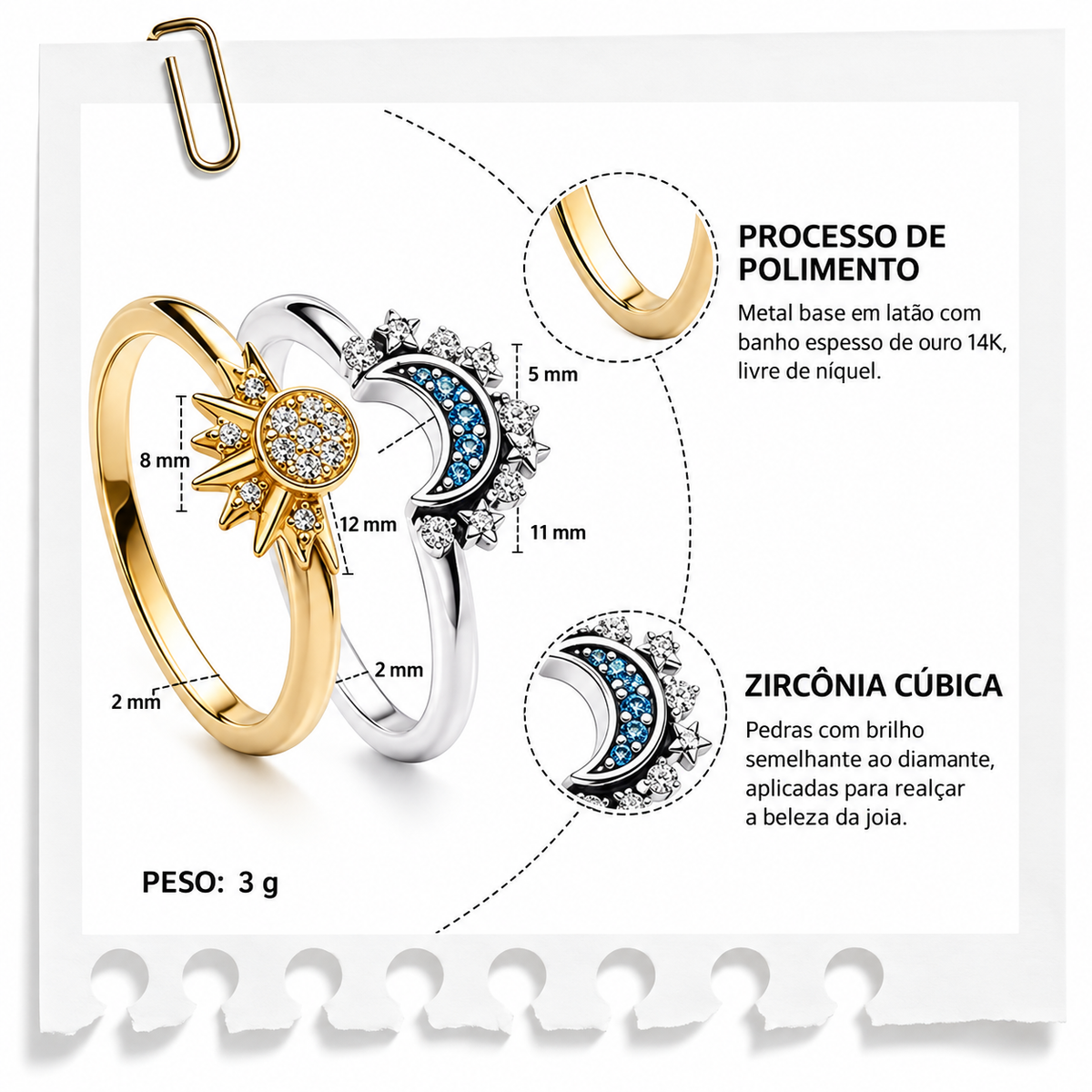 Conjunto Sol & Lua Éternité em Prata 925 com Zircônias