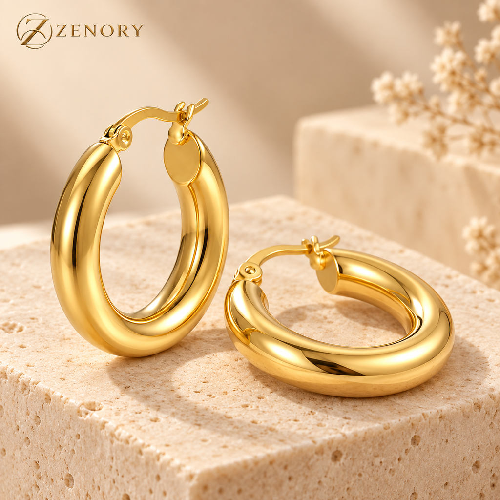 Brinco Argola Zenory Bold – Design Clássico e Elegância Atemporal