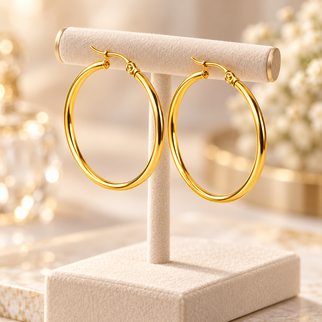Brinco Argola Zenory Essenza – Elegância Atemporal com Banho PVD 18K