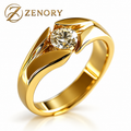 Anel ZENORY Royale Solitaire — Luxo Dourado com Zircônia de Alto Brilho