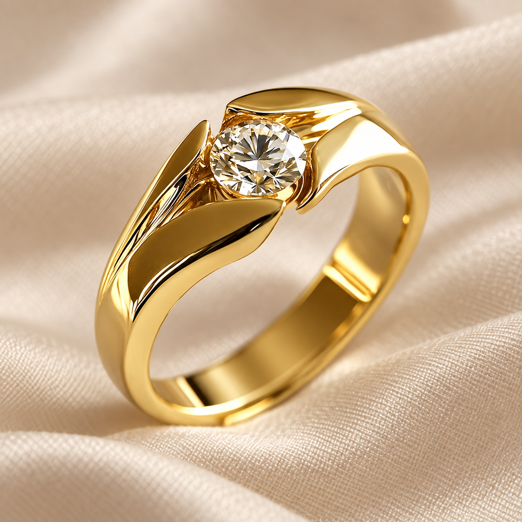 Anel ZENORY Royale Solitaire — Luxo Dourado com Zircônia de Alto Brilho