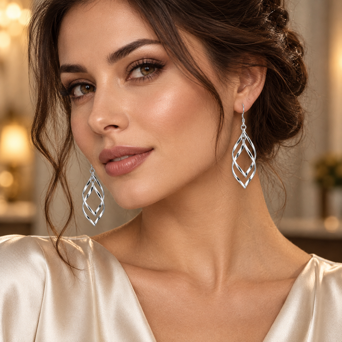 Brincos ZENORY Lumière Éternelle — Elegância Prateada em Queda Longa