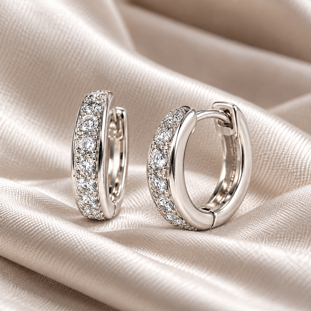 Brincos Lunaire Royale 925 Prata Esterlina – Design Circular Elegante com Zircônias Brilhantes em Estilo Vintage de Luxo Zenory