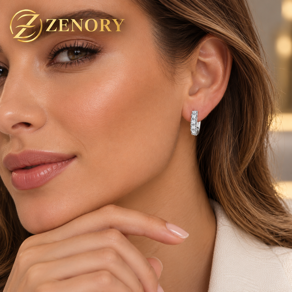 Brinco Argola Feminino ZENORY Éclat em Prata 925 com Zircônias – Elegância e Brilho Premium