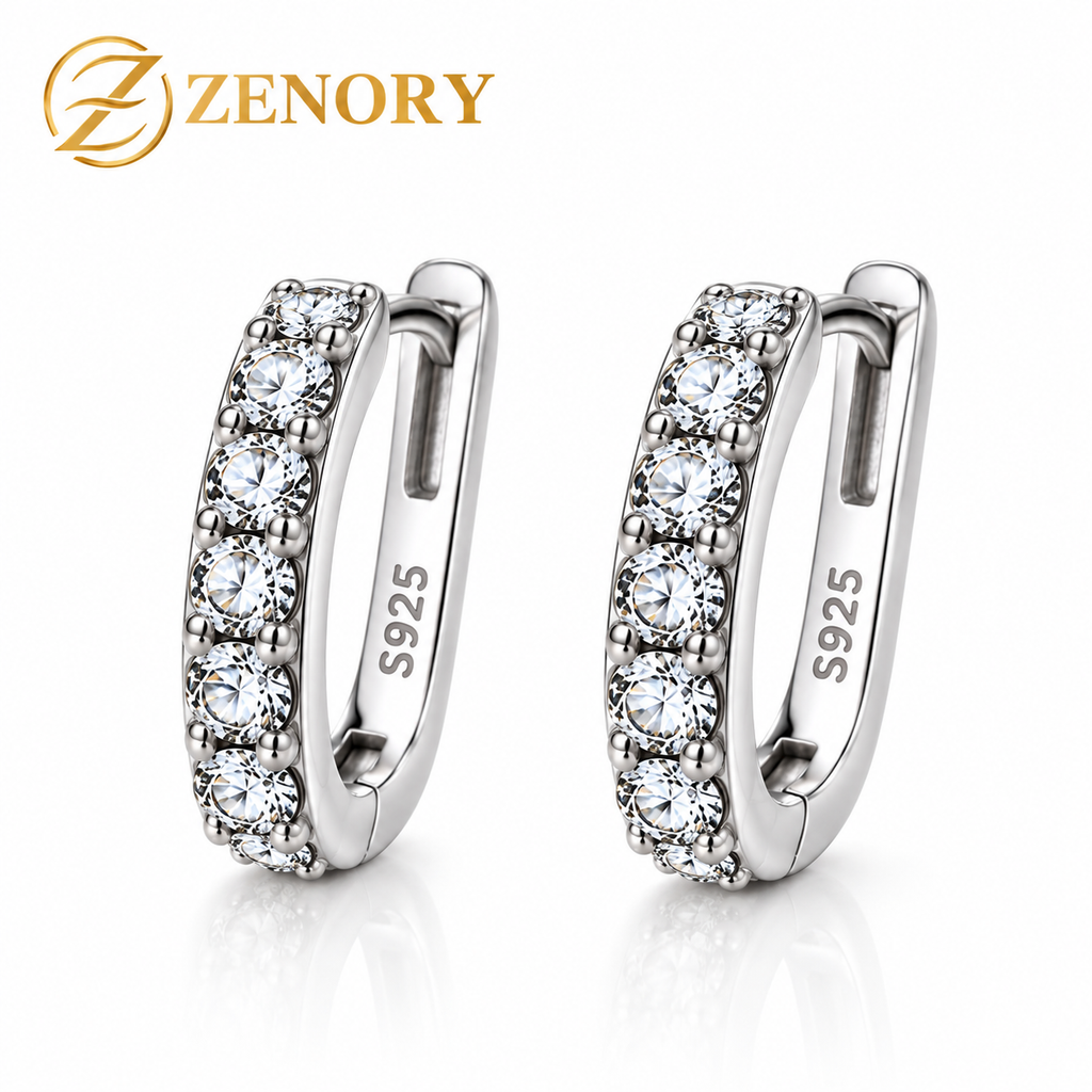 Brinco Argola Feminino ZENORY Éclat em Prata 925 com Zircônias – Elegância e Brilho Premium
