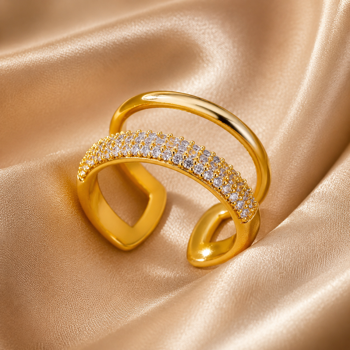 Anel Élora Dourado – Design Escultural Zenory