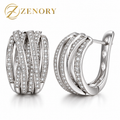 Brinco Argola Feminino ZENORY Lumière em Prata com Cristais de Zircônia – Elegância e Brilho Premium