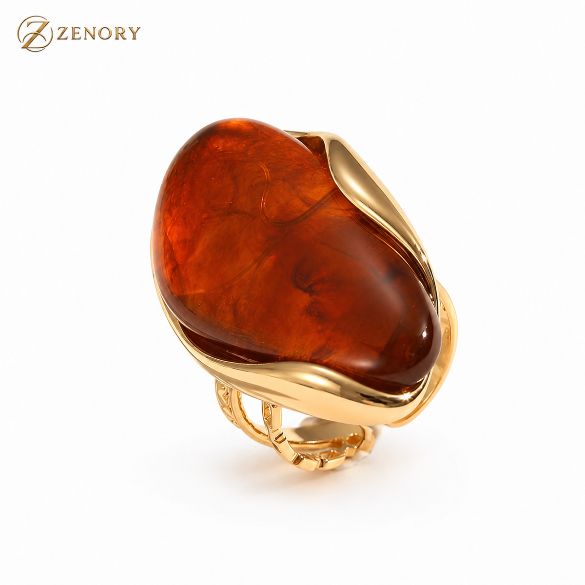 Anel Elo Lumière Cravejado – Elegância Dourada Zenory