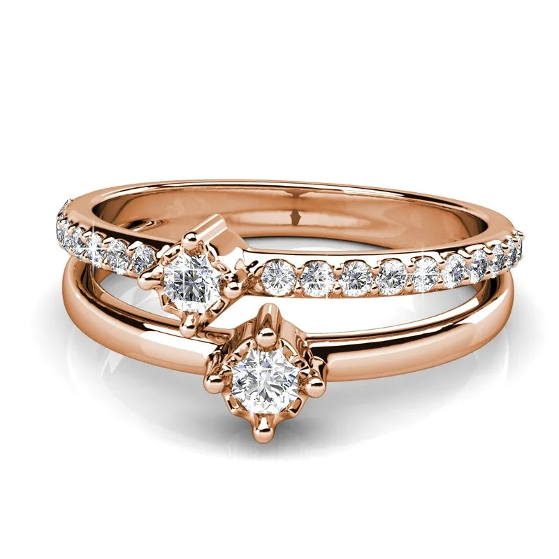 Anel ZENORY Éclat Royale Signature — Rose Gold com Cristais Swarovski