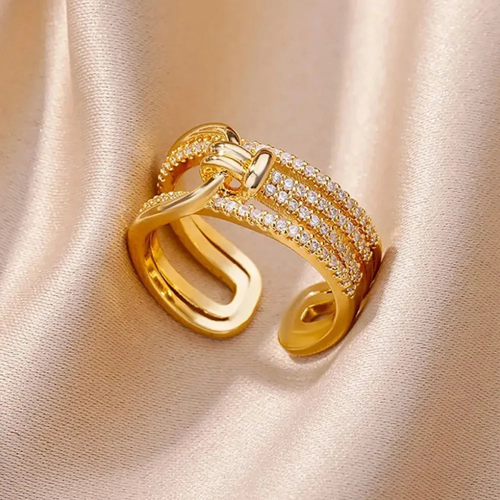 Anel Zenory Éclat Duo – Dourado com Zircônias