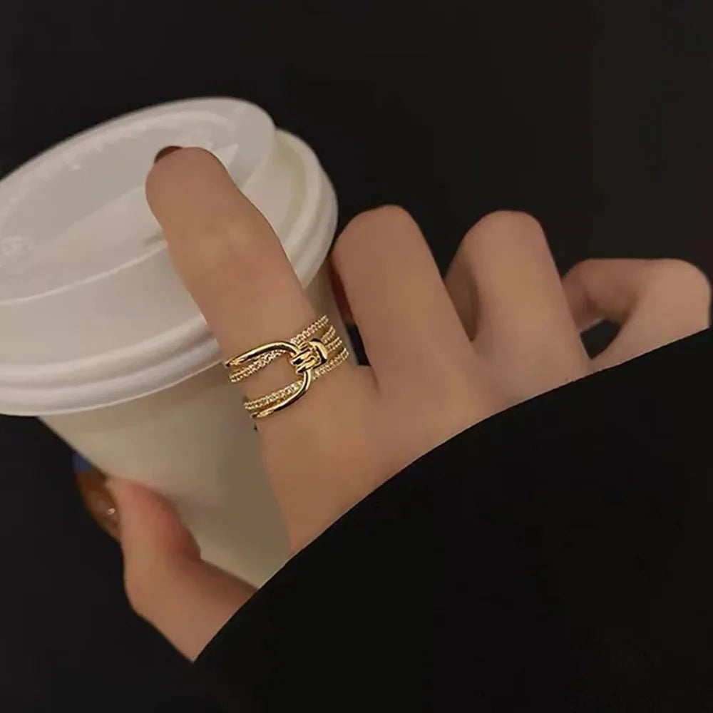 Anel Zenory Éclat Duo – Dourado com Zircônias