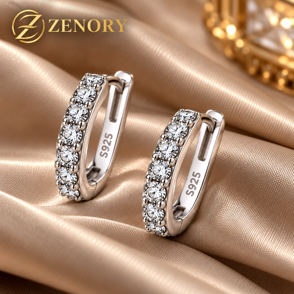 Brinco Argola Feminino ZENORY Éclat em Prata 925 com Zircônias – Elegância e Brilho Premium