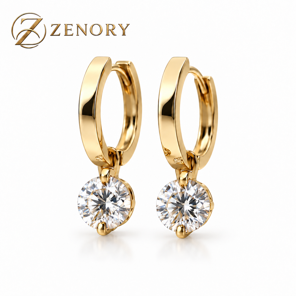 Brinco Zenory Lumière – Brilho Cristalino em Dourado